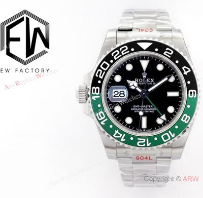 New Left-Handed Rolex GMT-Master II EWF Swiss 3186 Oyster Strap Sprite Ceramic Bezel